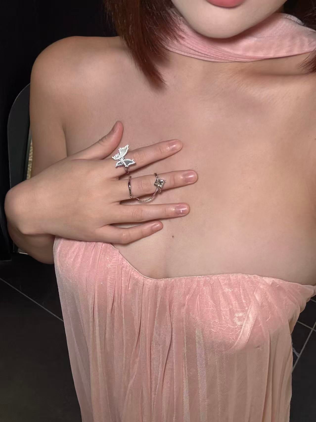 Sheer Luck Thea Strapless Mesh Backless Dress Pink