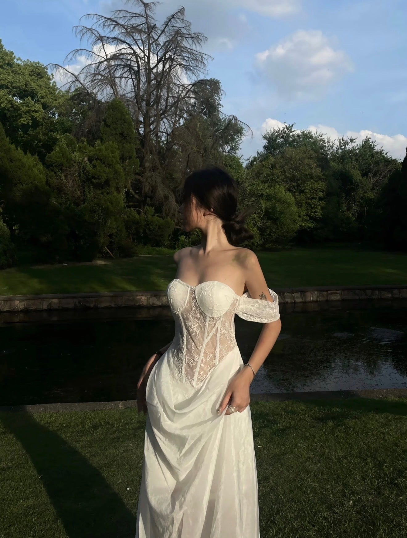 Crow Crew white lace corset dress