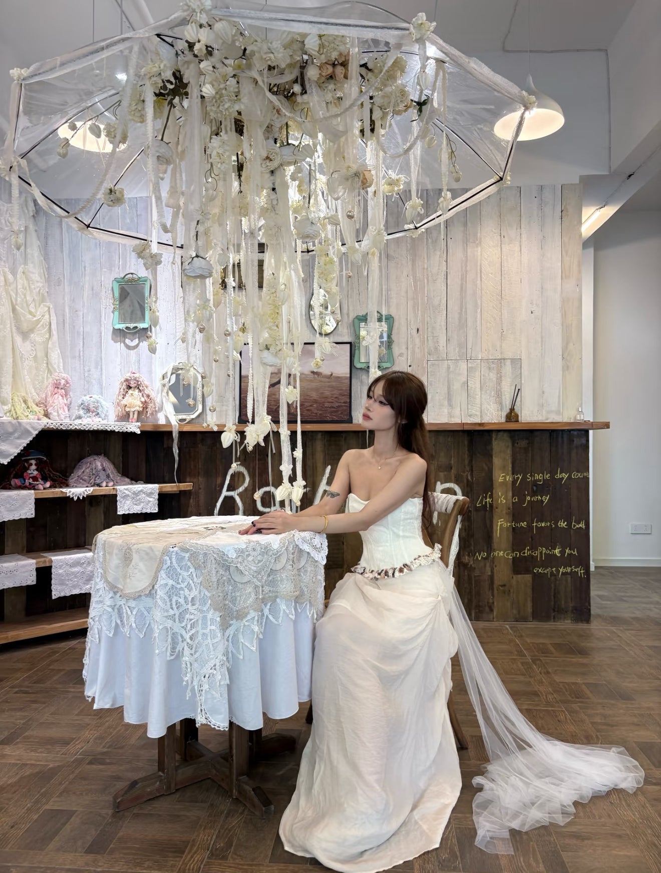 Crow Crew white corset drape dress