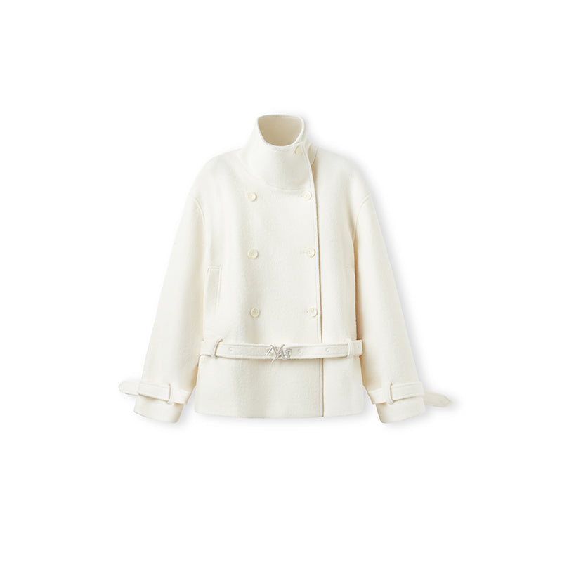NAWS FROST WHITE LAYERED COLLAR WOOLEN JACKET