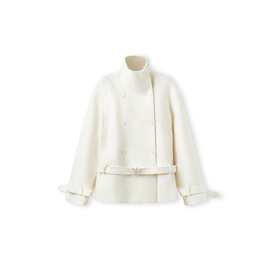 NAWS FROST WHITE LAYERED COLLAR WOOLEN JACKET
