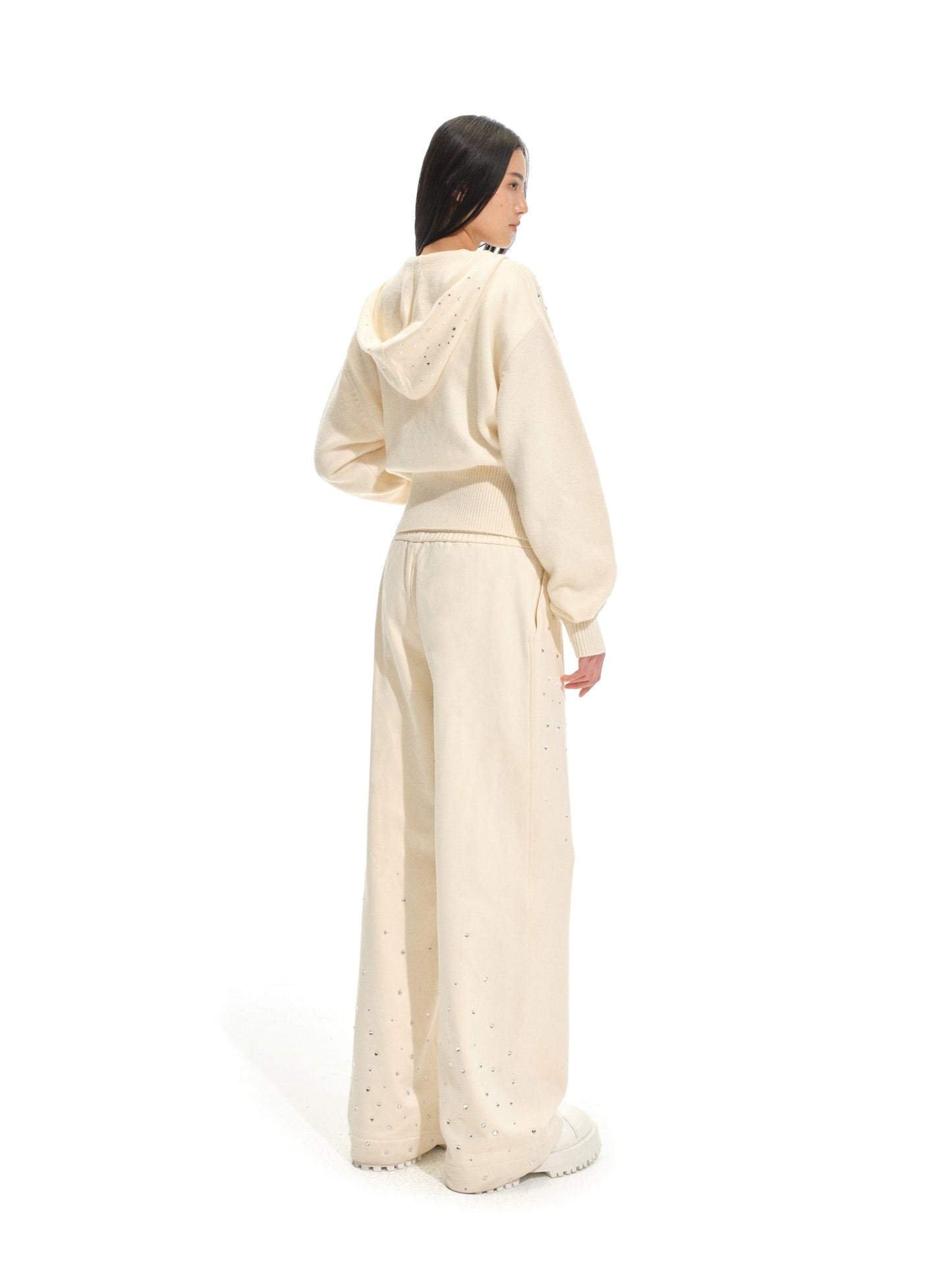 NAWS CLOUD BEIGE GLITTER HOODED KNITWEAR