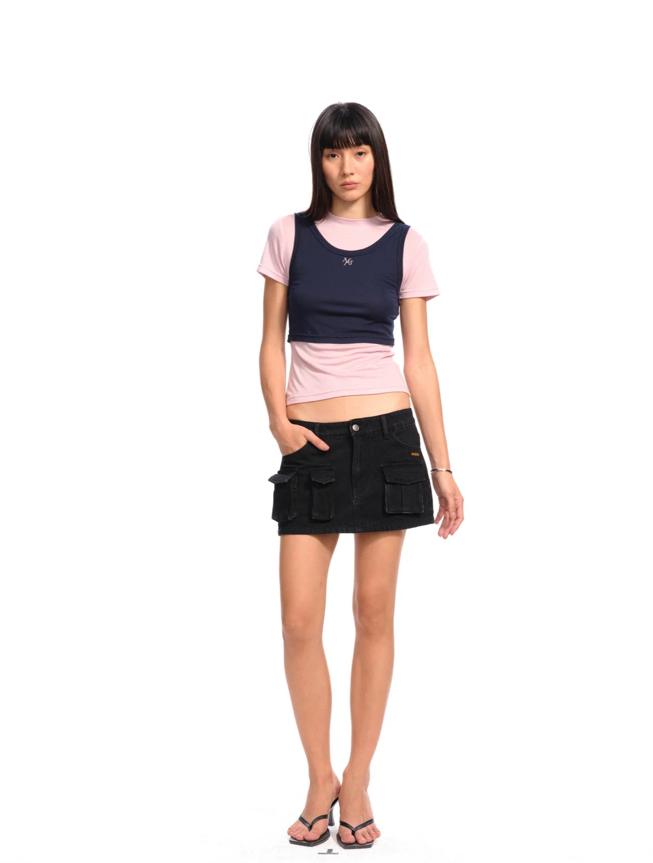 NAWS BLACK CERAMIC DENIM SKIRT