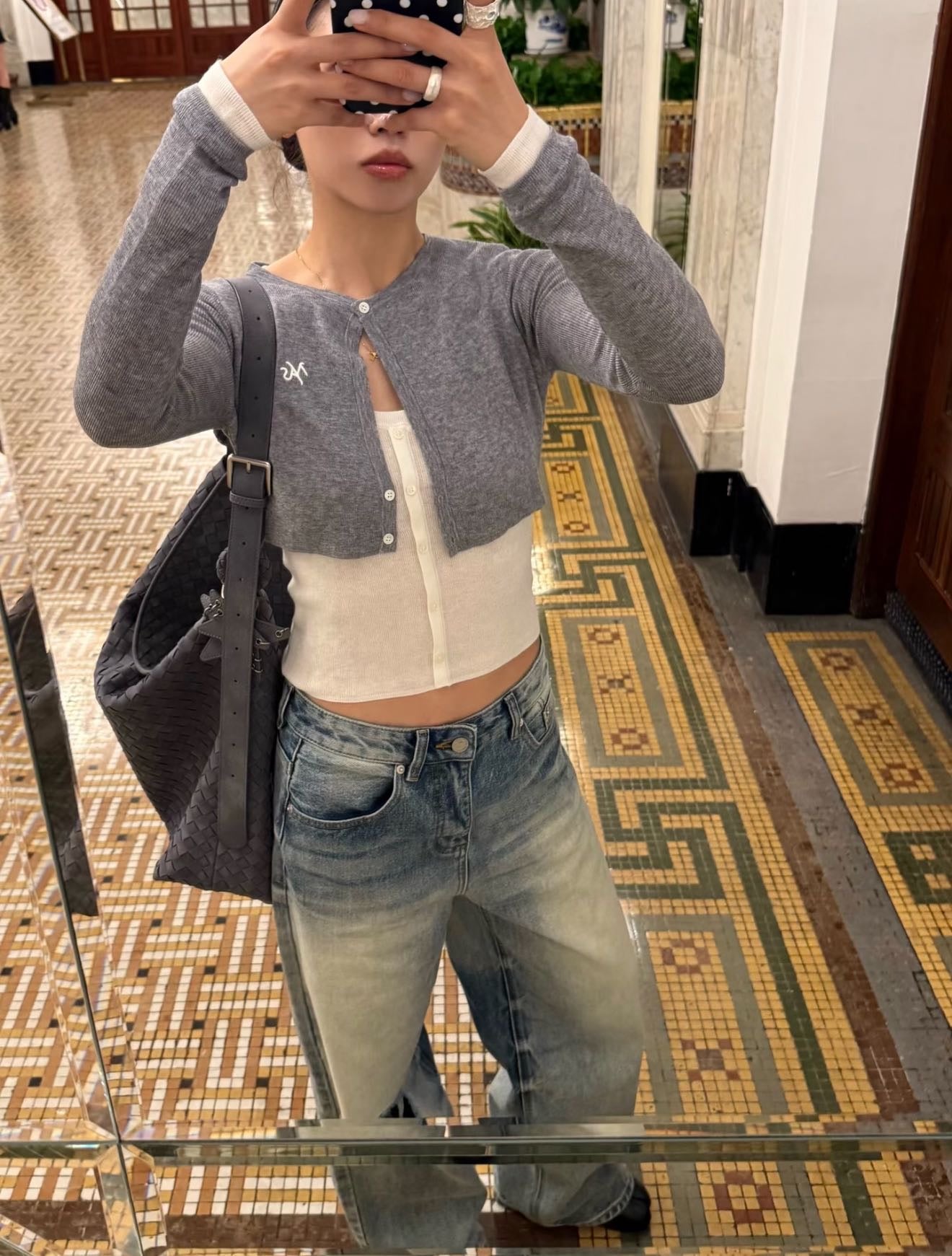 NAWS WHITE TEA GRAY CHAMPS KNIT SWEATER