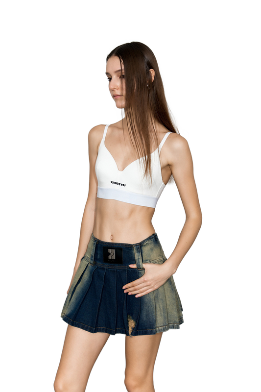 YJ1 COTTON PUSH UP PLUNGE BRA IN WHITE
