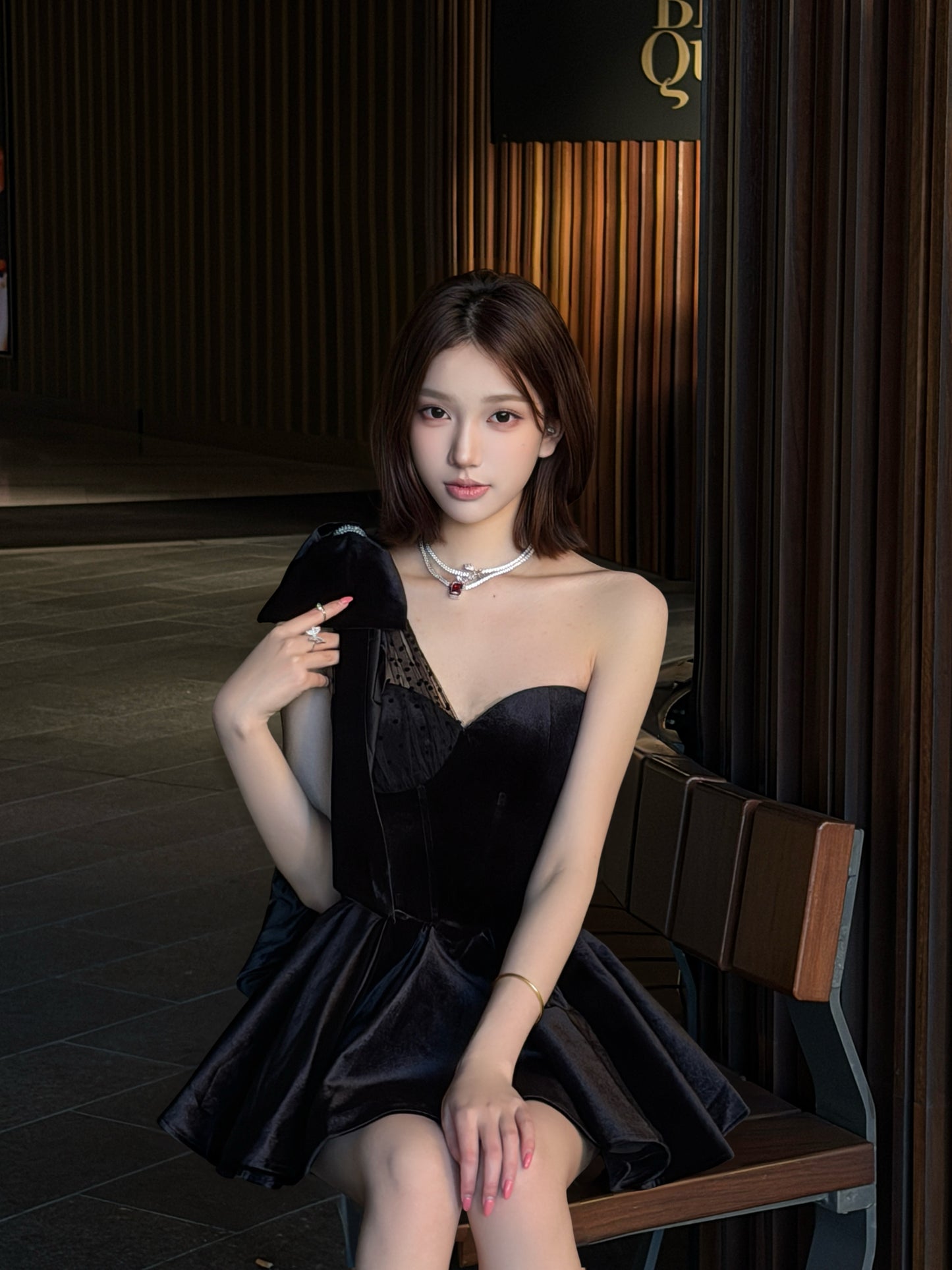 Nana Jacqueline Zephina Velvet Mini Dress