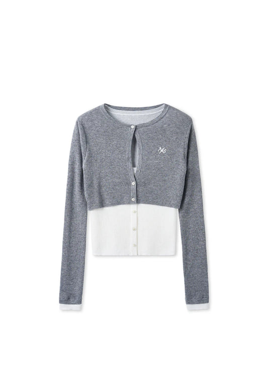 NAWS WHITE TEA GRAY CHAMPS KNIT SWEATER