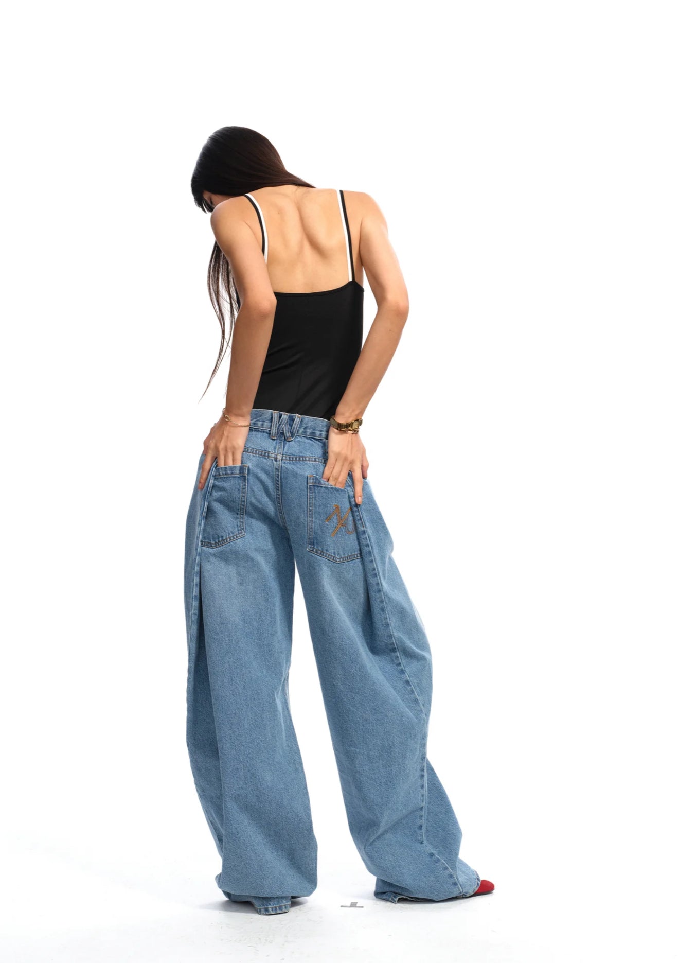 NAWS BLUE CERAMIC DENIM SACK JEANS