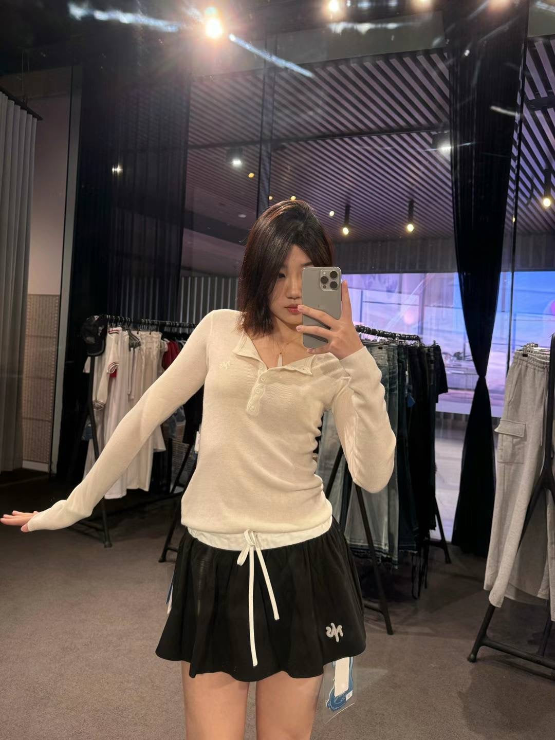 NAWS WHITE TWISTED HENLEY COLLAR KNITWEAR TOP