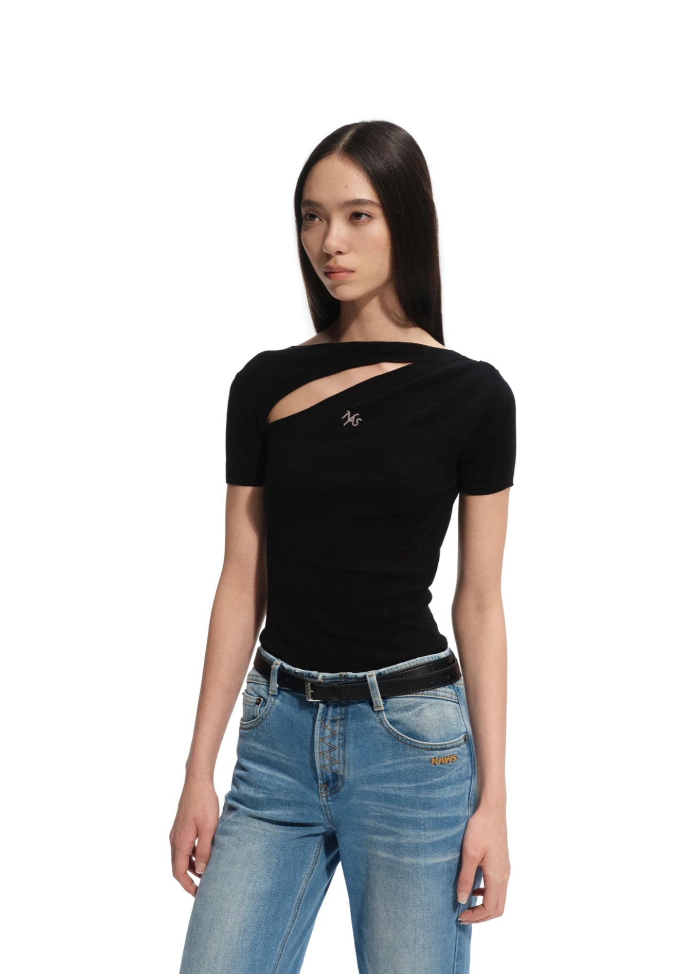 NAWS MOON SHADOW BLACK CRESCENT CUT-OUT T-SHIRT