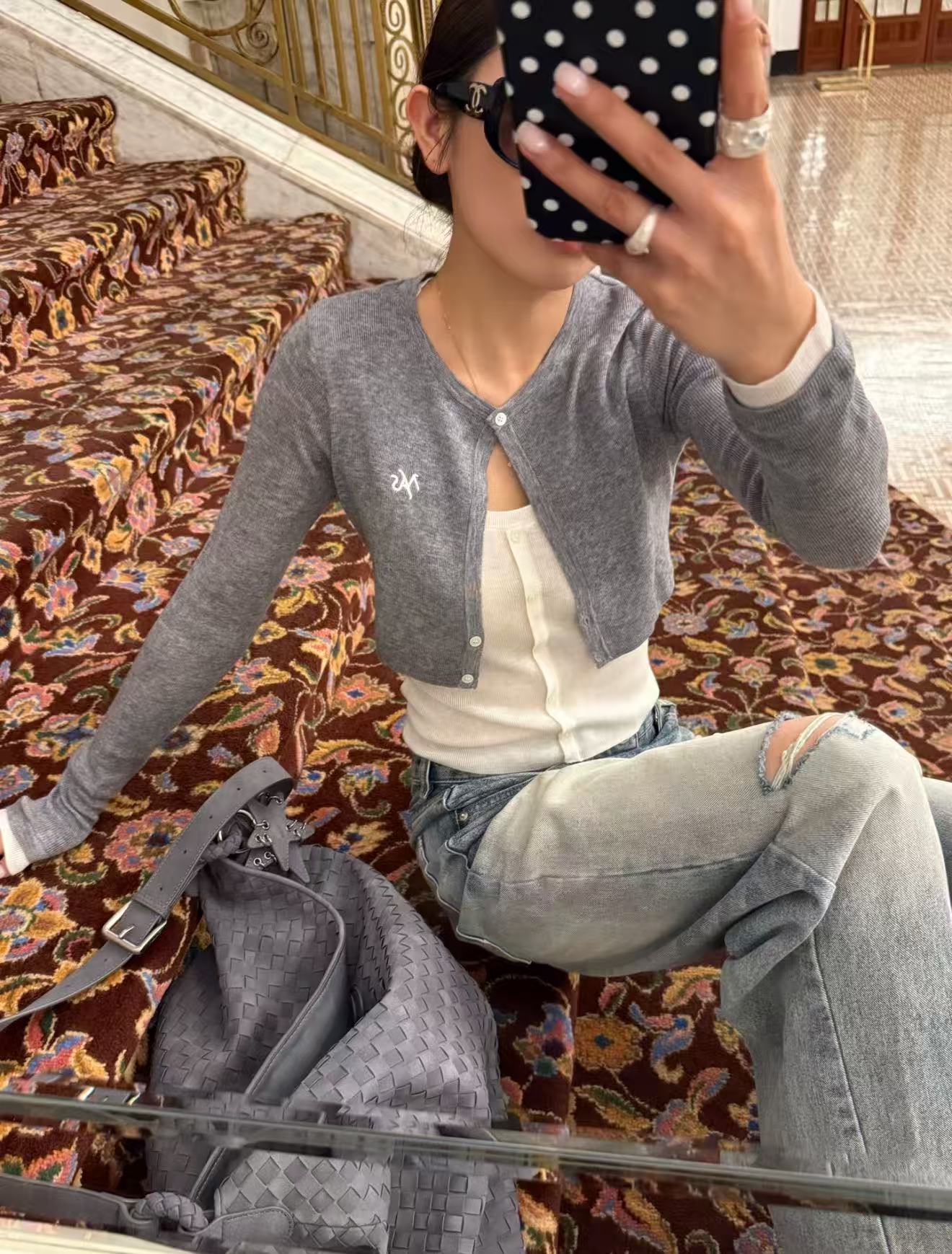 NAWS WHITE TEA GRAY CHAMPS KNIT SWEATER