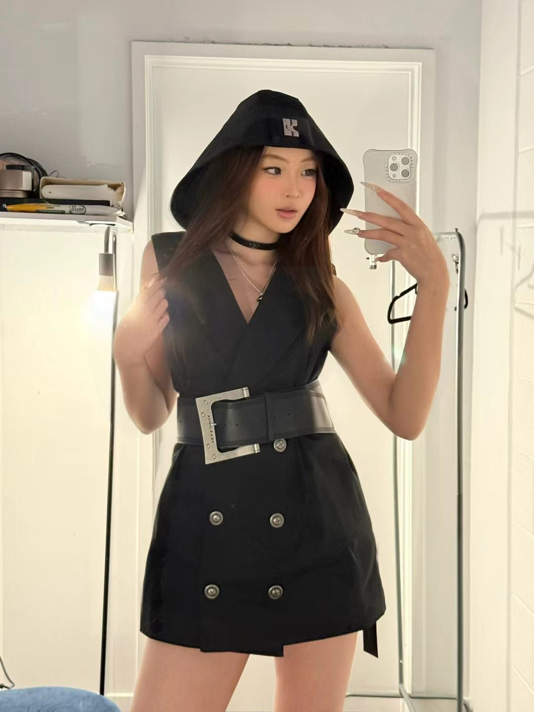 YJ1 HOODED DOUBLE-BREASTED WAISTCOAT