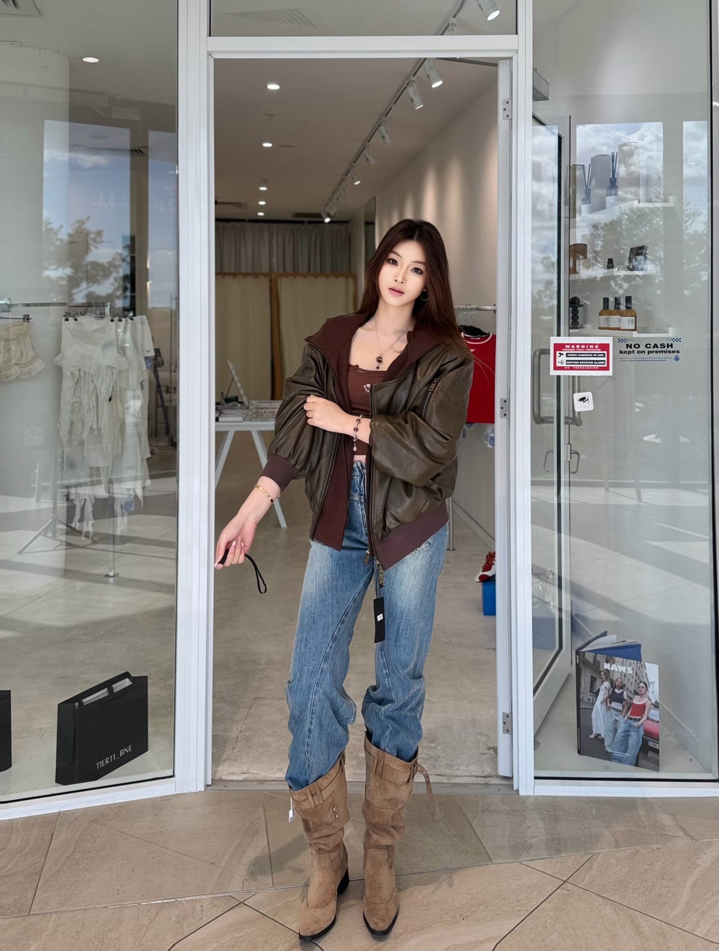 YJ1 WASHED DECONSTRUCTED WIDE-LEG JEANS
