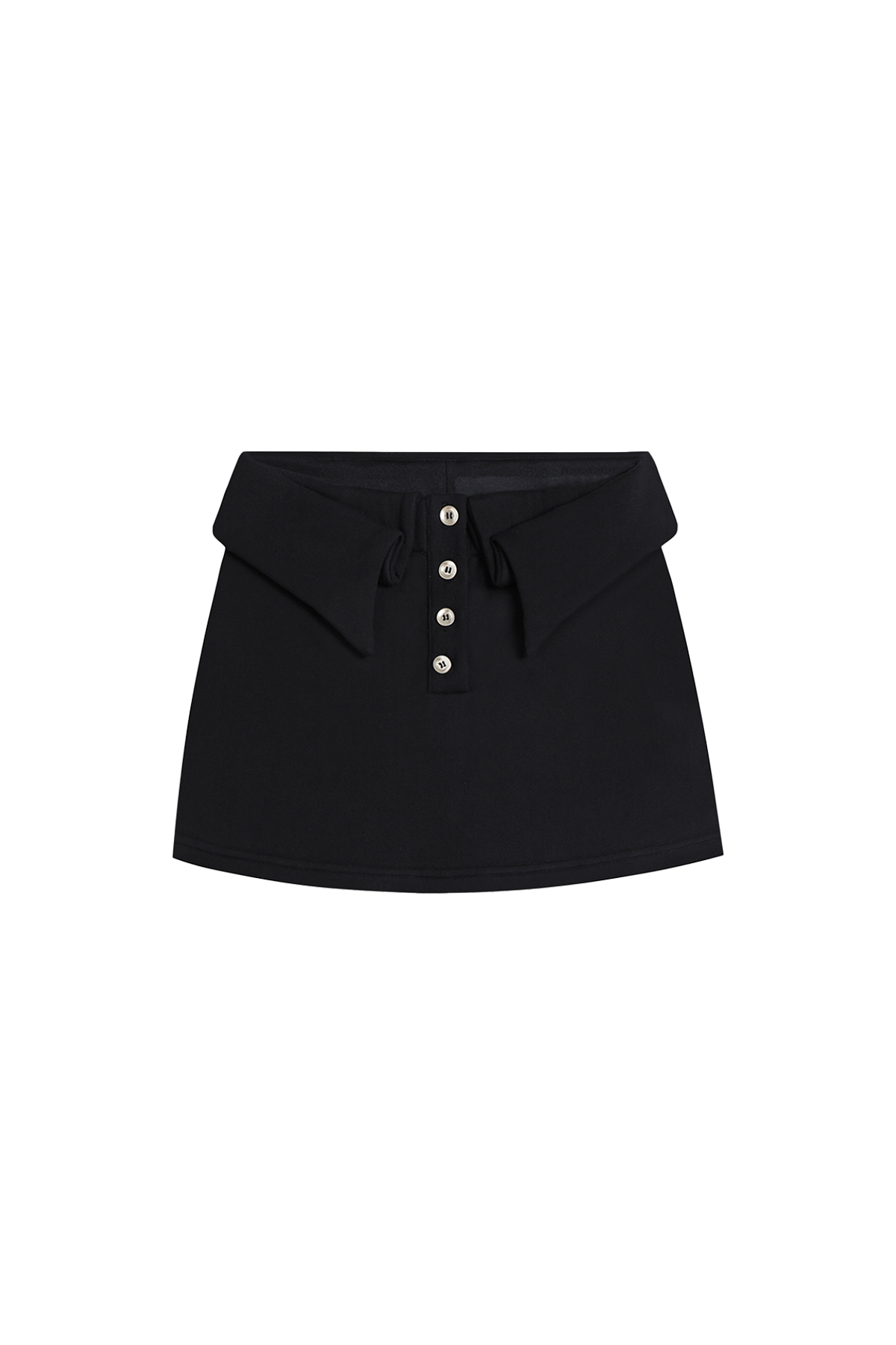 YJ1 FOLD-OVER WAIST BUTTON MINI SKIRT IN BLACK