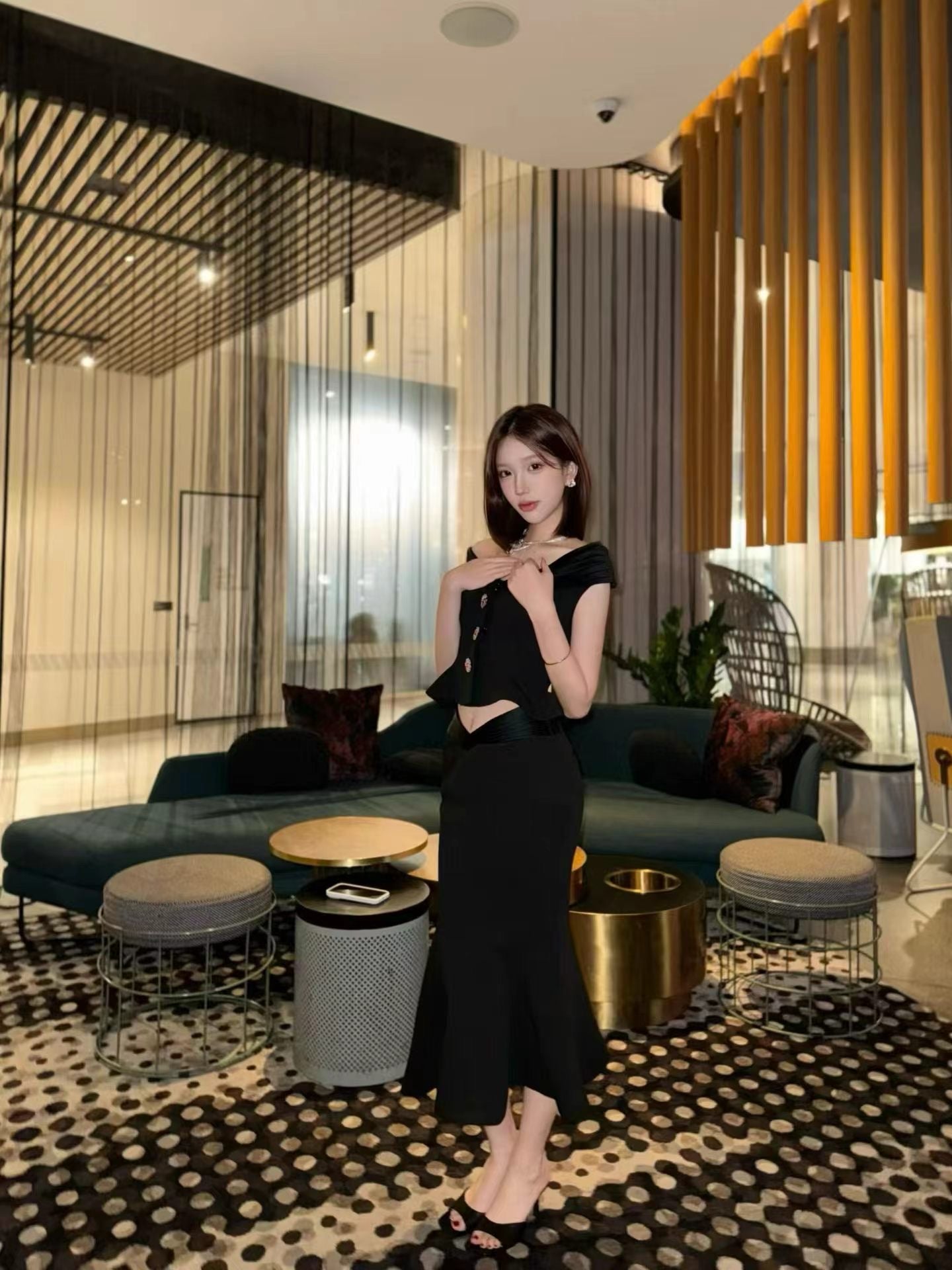 Nana Jacqueline Belle Satin Skirt (Black)