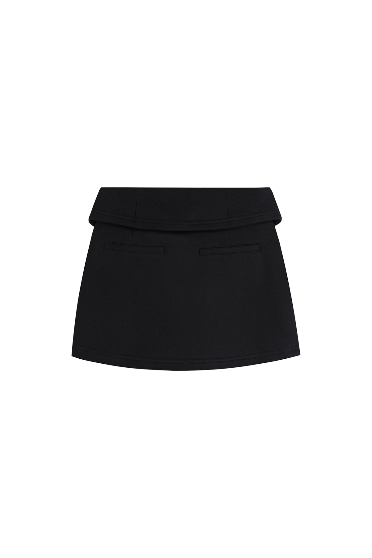 YJ1 FOLD-OVER WAIST BUTTON MINI SKIRT IN BLACK