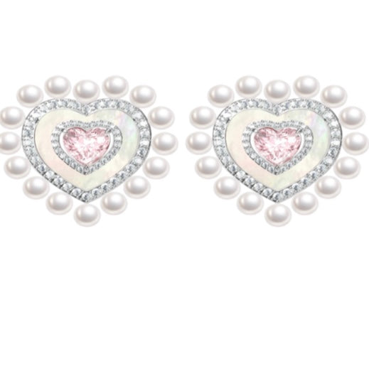 Poem heart and pearls earrings