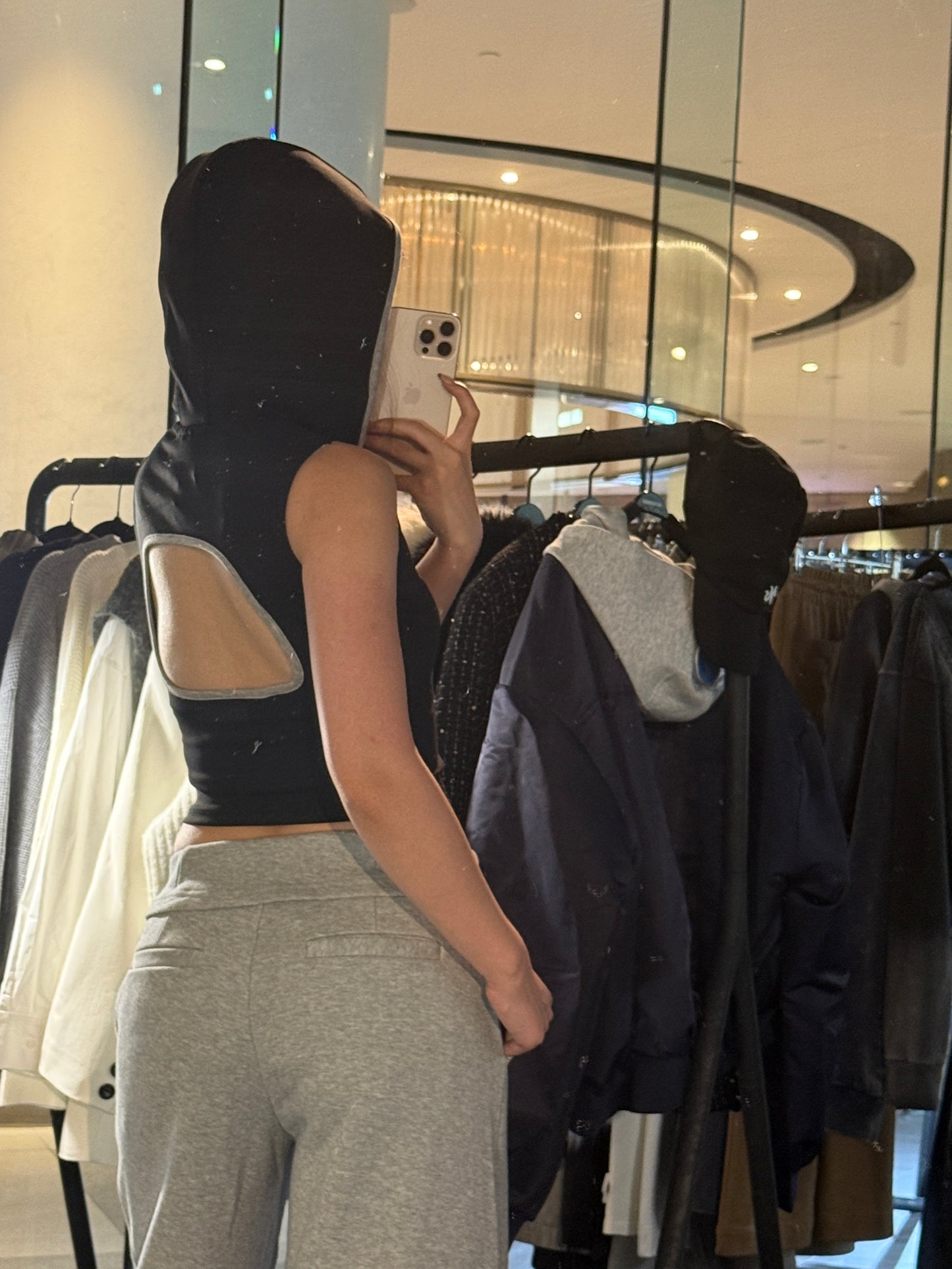 YJ1 DOUBLE-LAYER COLLAR WIDE-LEG PANTS IN GRAY
