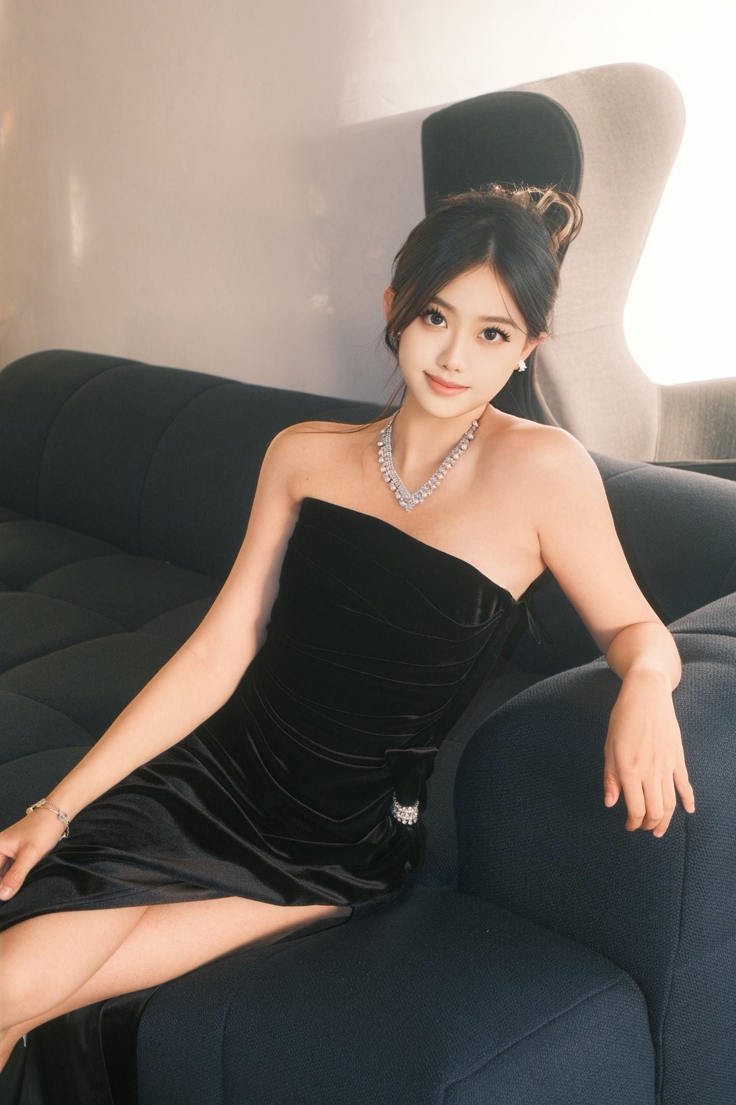 Nana Jacqueline Emma Velvet Dress (Black)