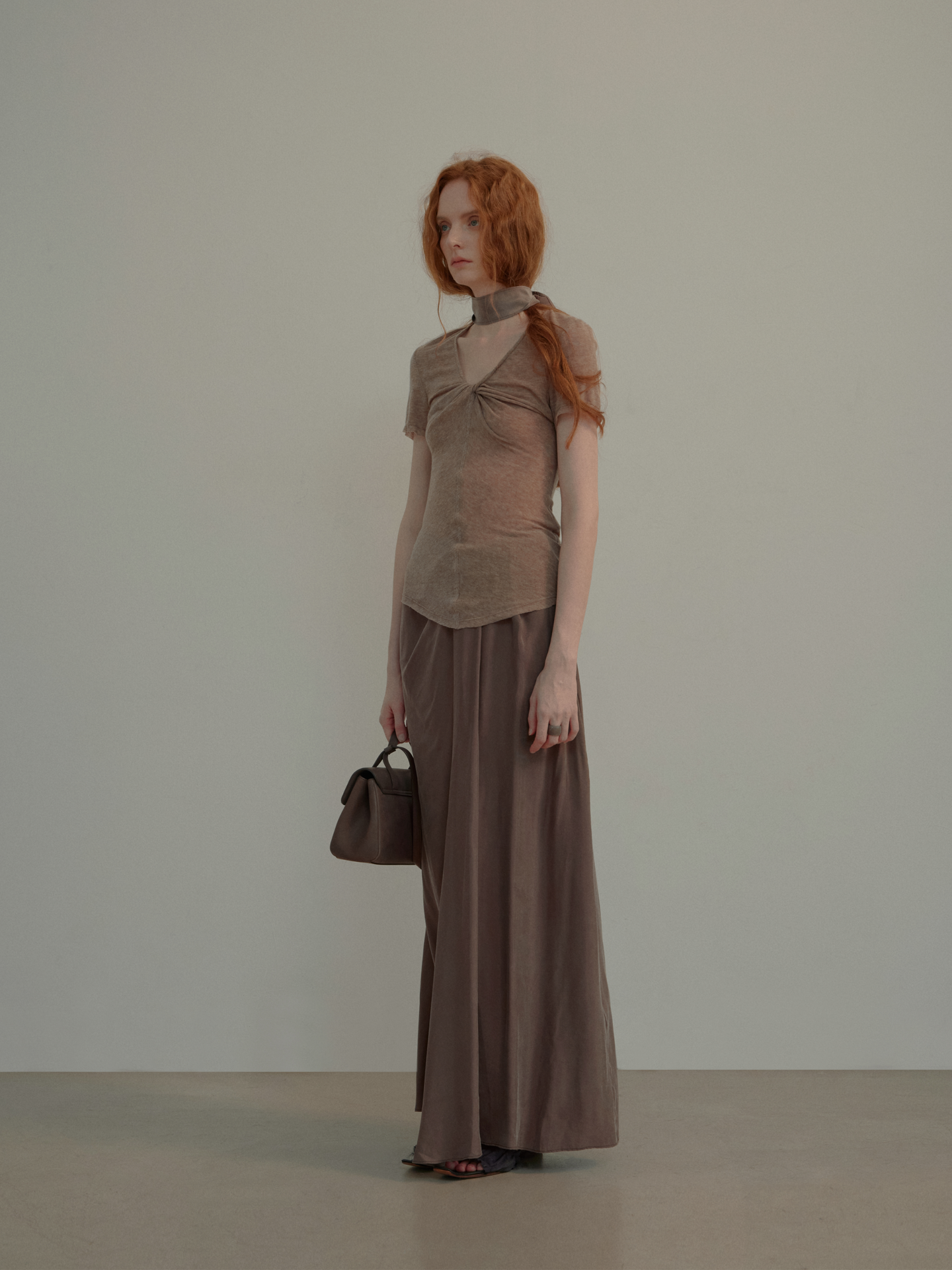 Elywood PURPLE-BROWN PLEATED SKIRT