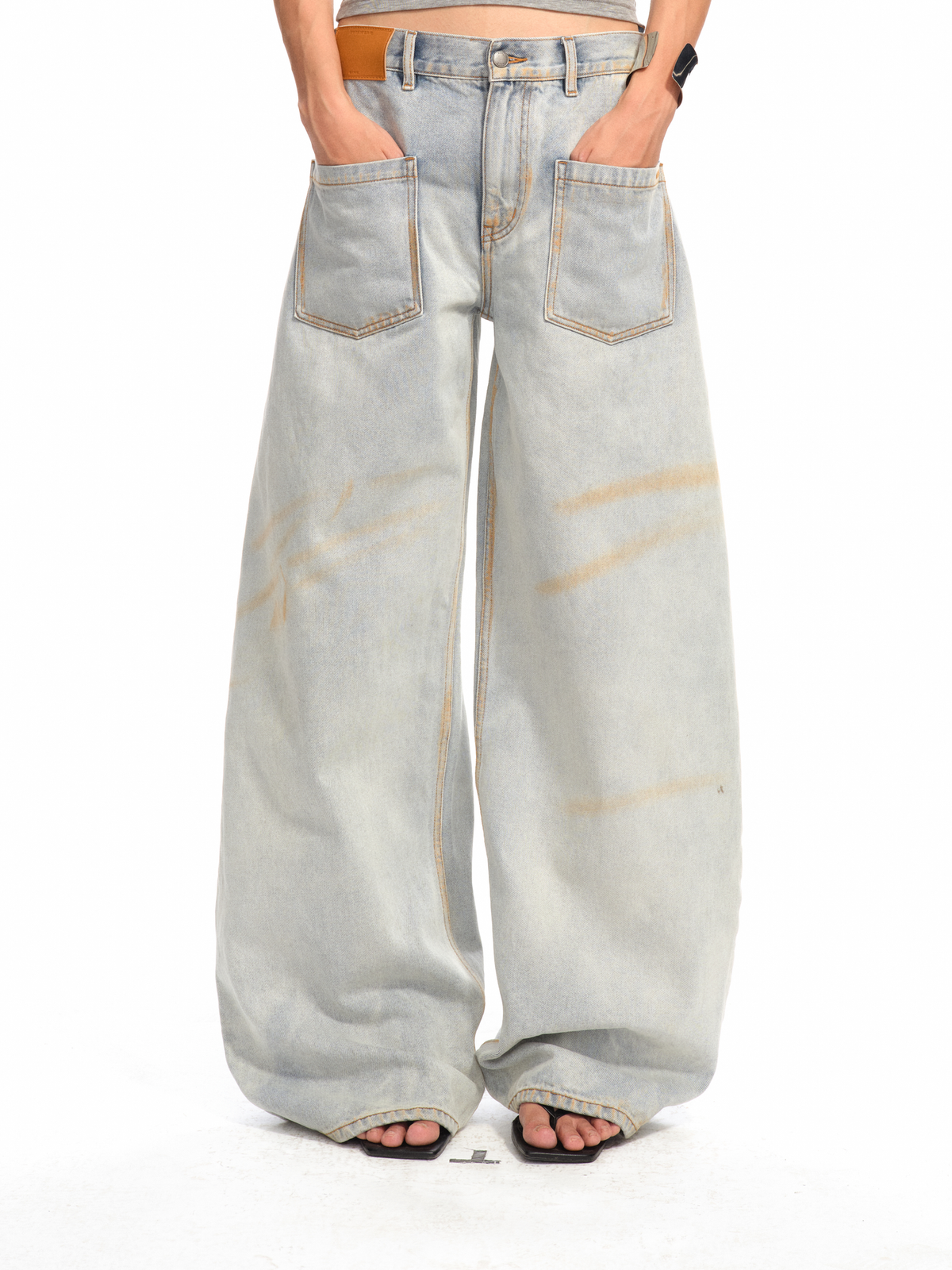 NAWS WHITE CERAMIC DENIM SACK JEANS