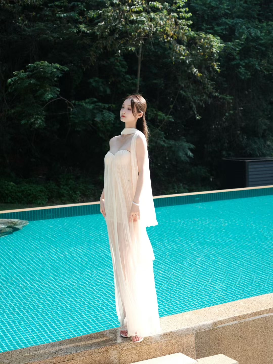Sheer Luck Thea Strapless Mesh Backless Dress