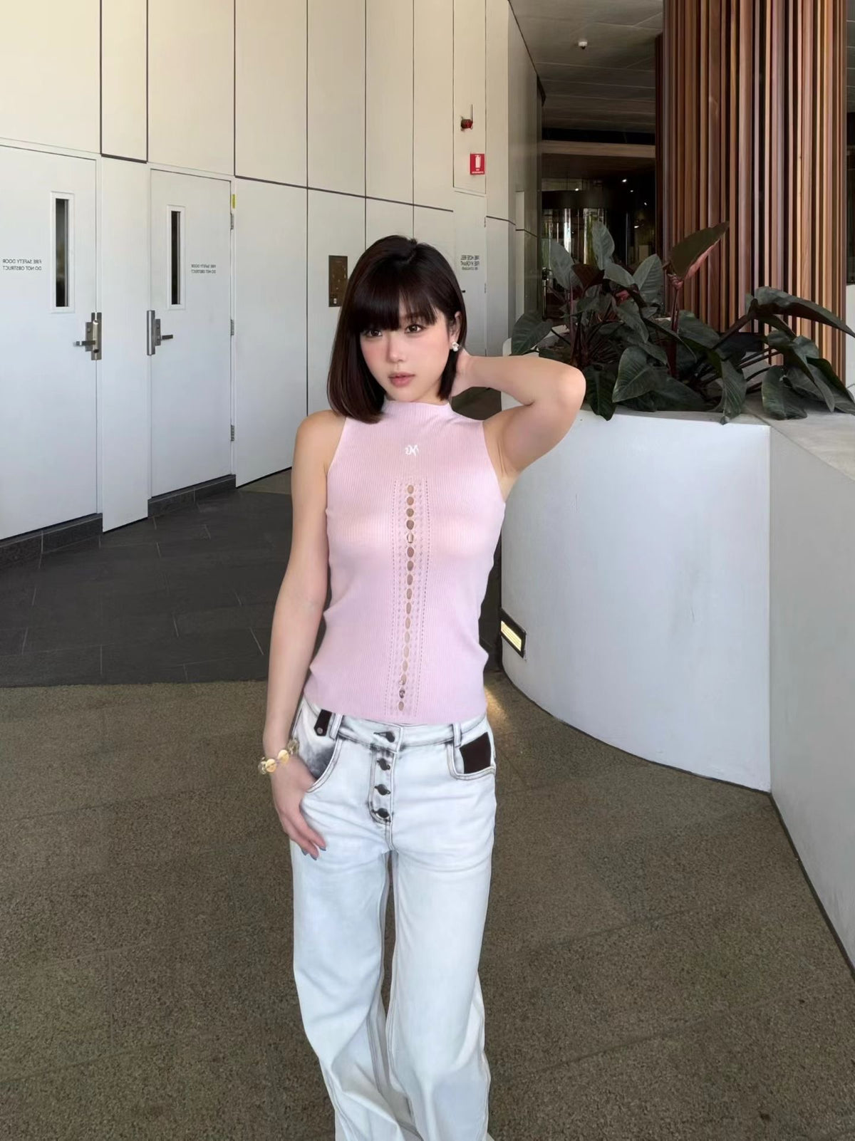 NAWS CHERRY PINK BALLET KNIT TANK TOP