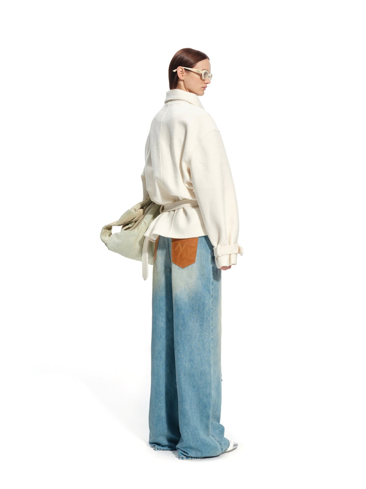 NAWS FROST WHITE LAYERED COLLAR WOOLEN JACKET