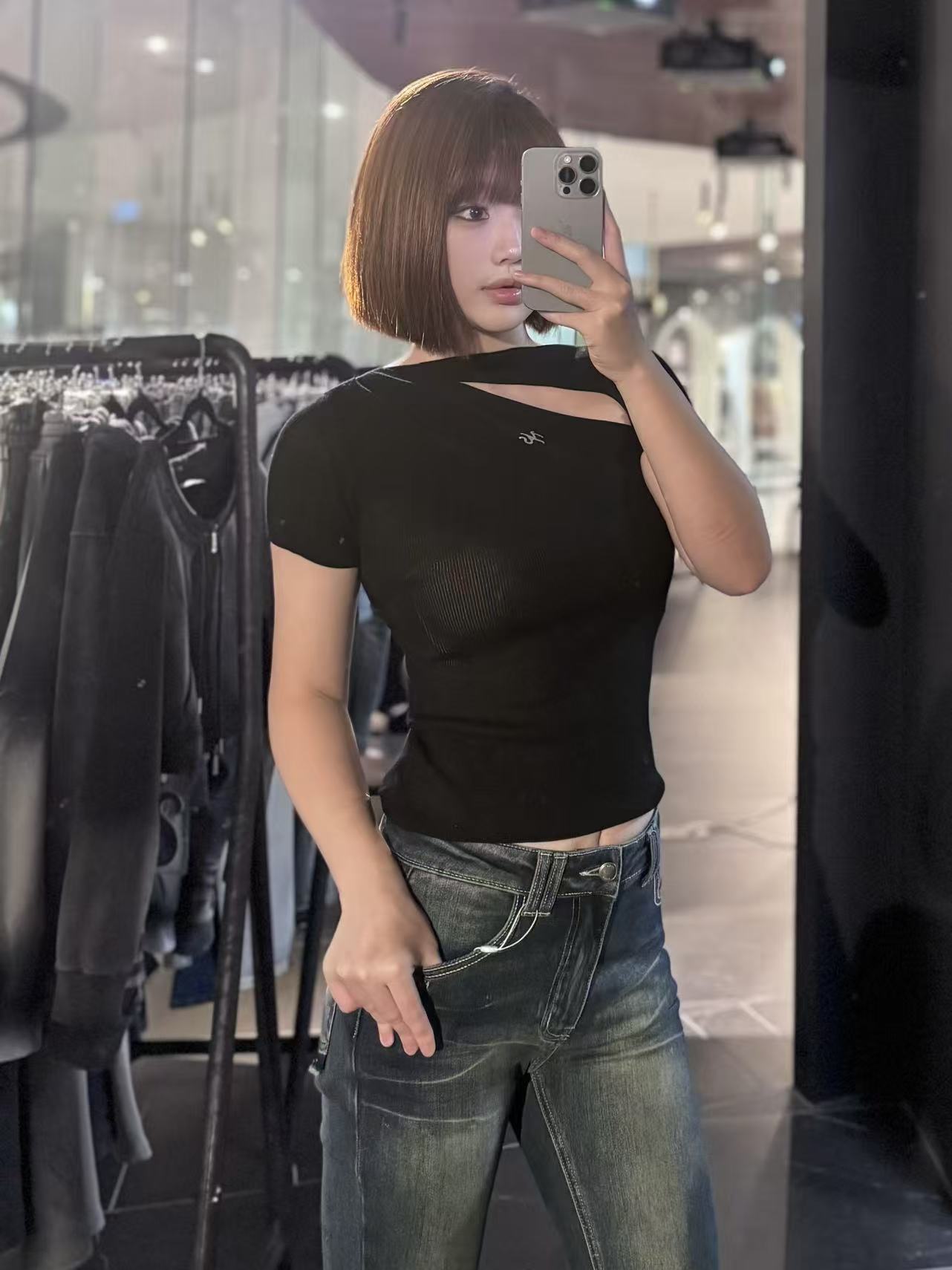NAWS MOON SHADOW BLACK CRESCENT CUT-OUT T-SHIRT