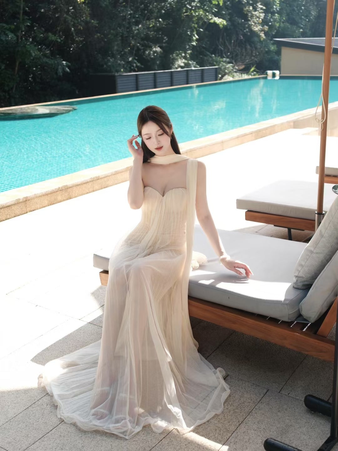 Sheer Luck Thea Strapless Mesh Backless Dress