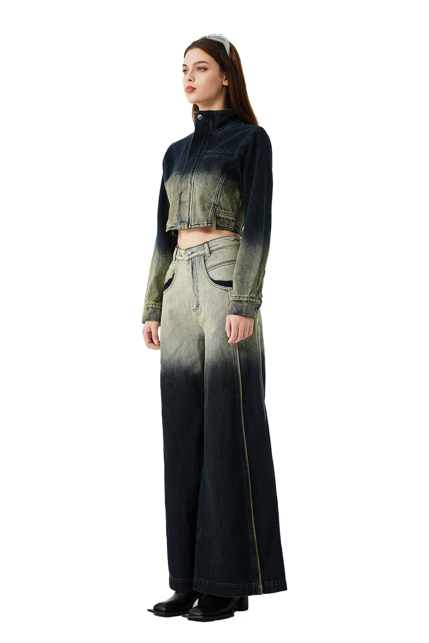 YJ1 GRADIENT WIDE-LEG JEANS