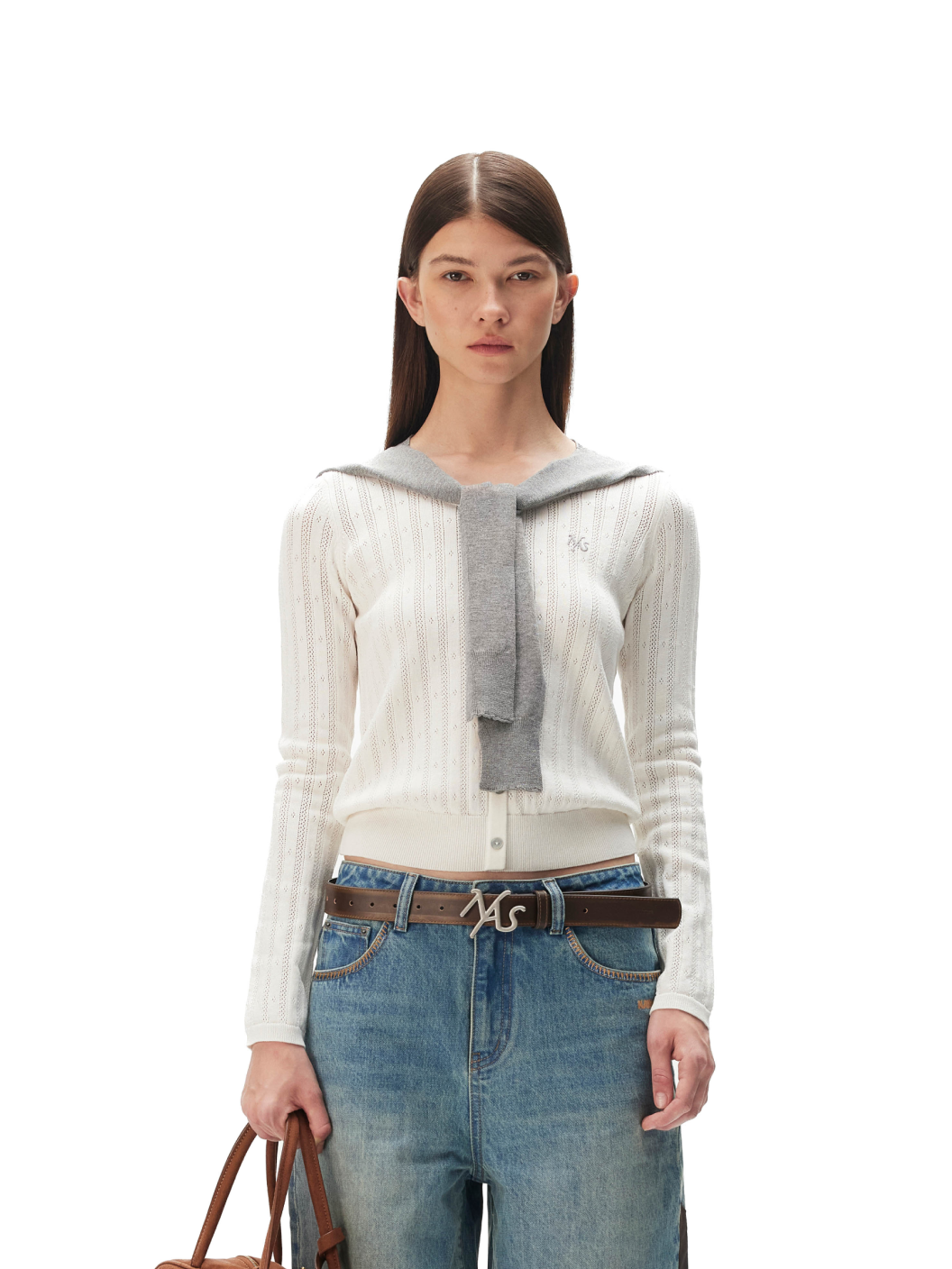 NAWS WHITE DURO SHAWL KNIT CARDIGAN