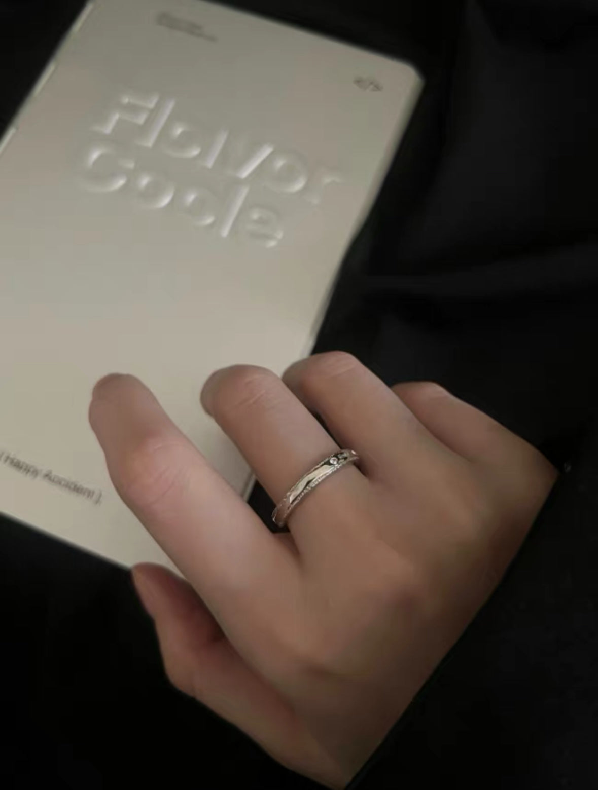 Miowrhyme silver “Morse code” couple ring