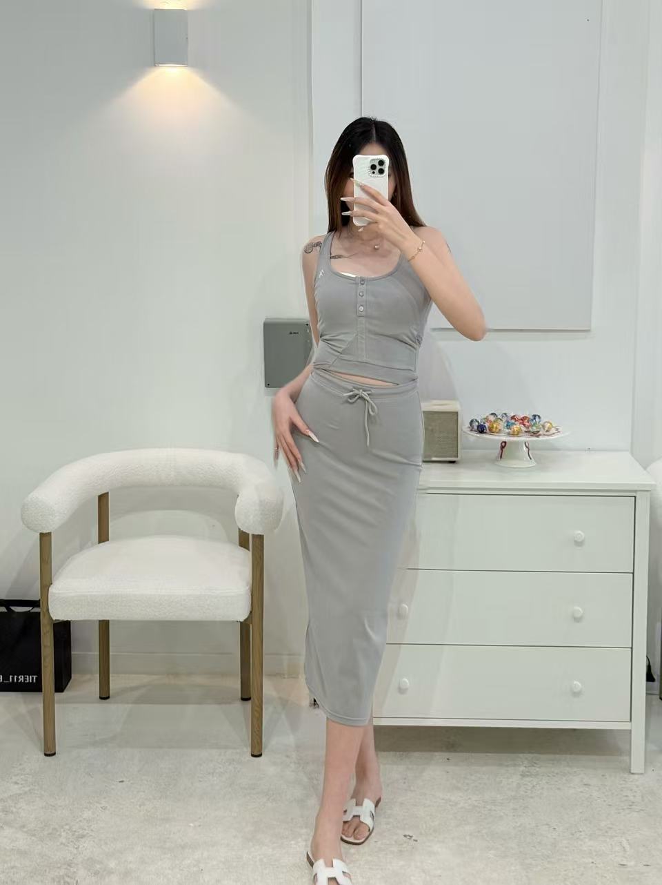 NAWS SEAGULL GRAY OBSIDIAN STRAPLESS DRESS