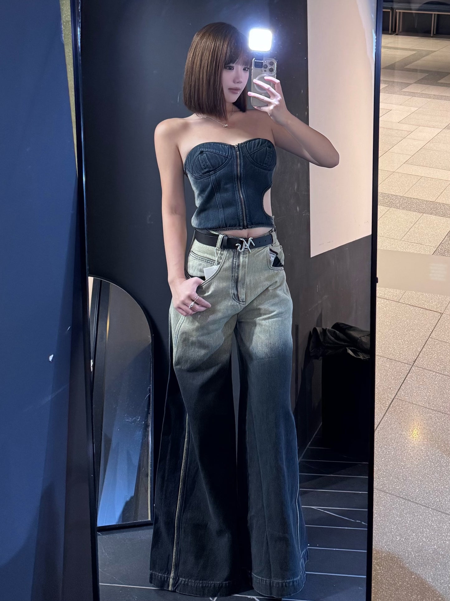 YJ1 GRADIENT WIDE-LEG JEANS