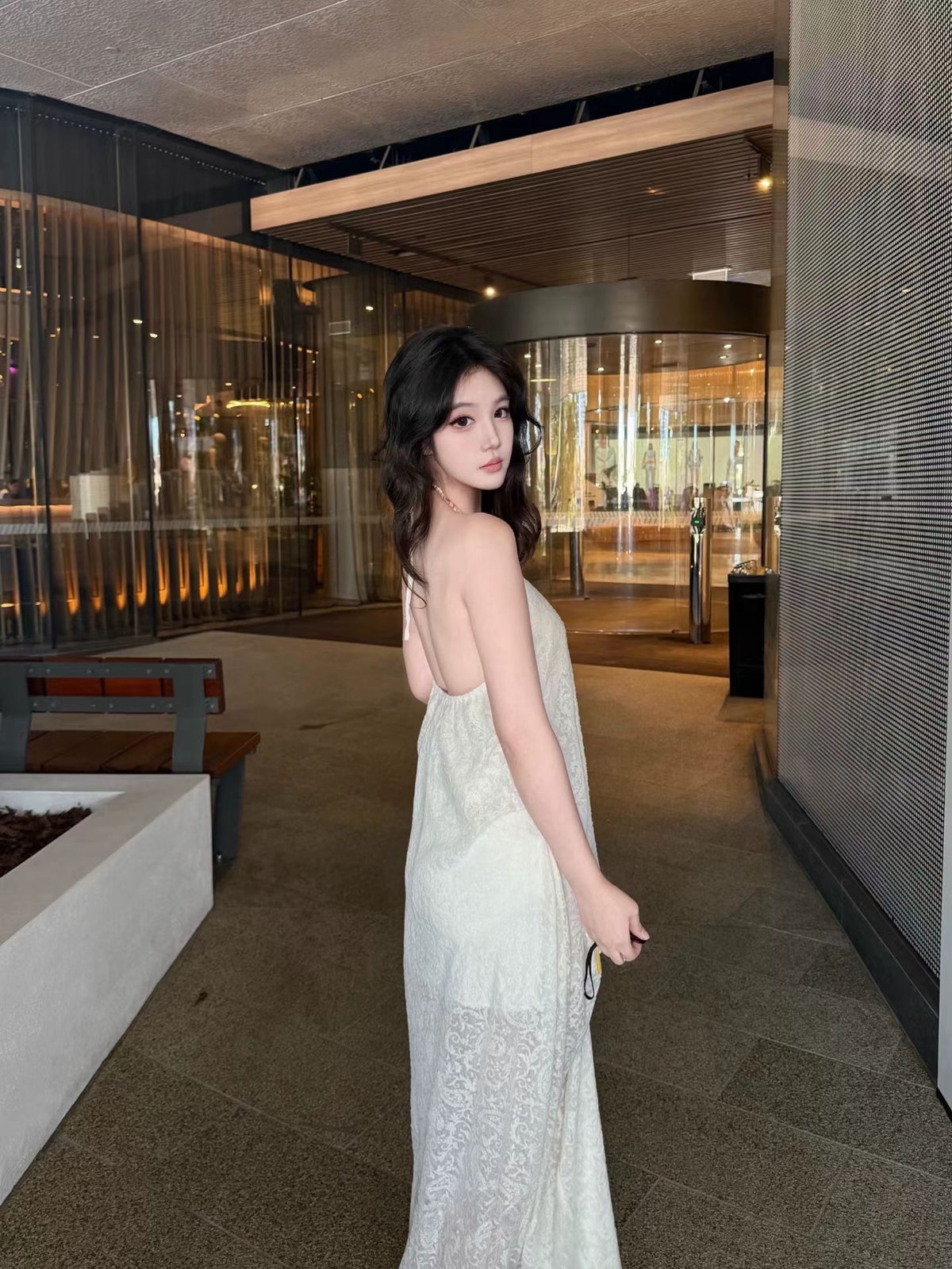 Crow Crew V-neck pleated camisole dress