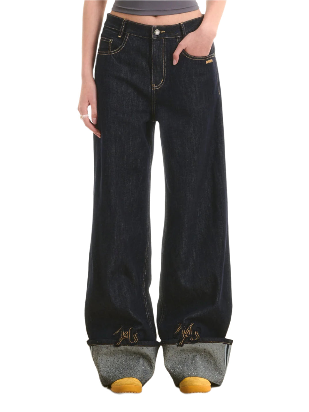 NAWS 9-CARAT DENIM STRAIGHT-LEG PANTS DARK BLUE