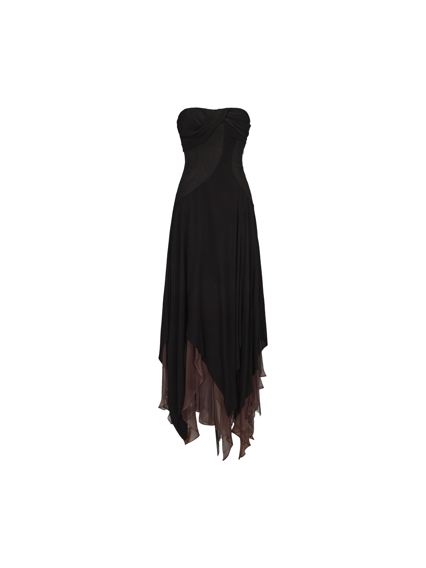 ELYWOOD BLACK CONTRASTING LAYERED TUBE DRESS