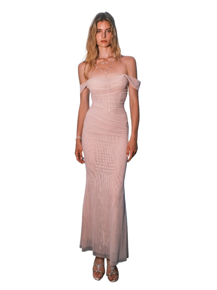 Sheer Luck Ariel One-shoulder Pleated & Gradient-dyed Dress