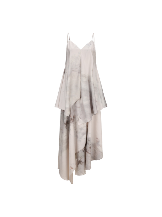 Elywood GRAY AND WHITE INK PRINT MAXI DRESS
