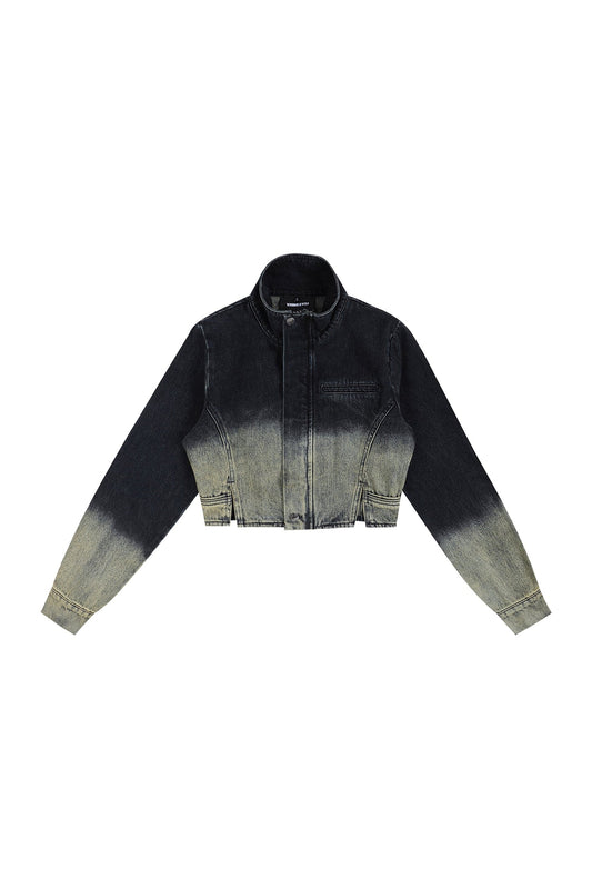 YJ1 CROPPED GRADIENT DENIM JACKET