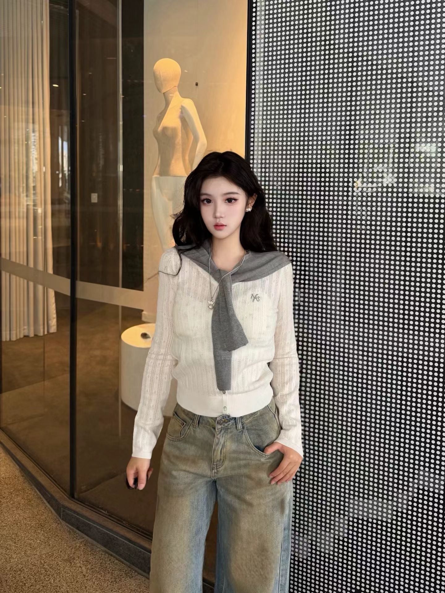 NAWS WHITE DURO SHAWL KNIT CARDIGAN