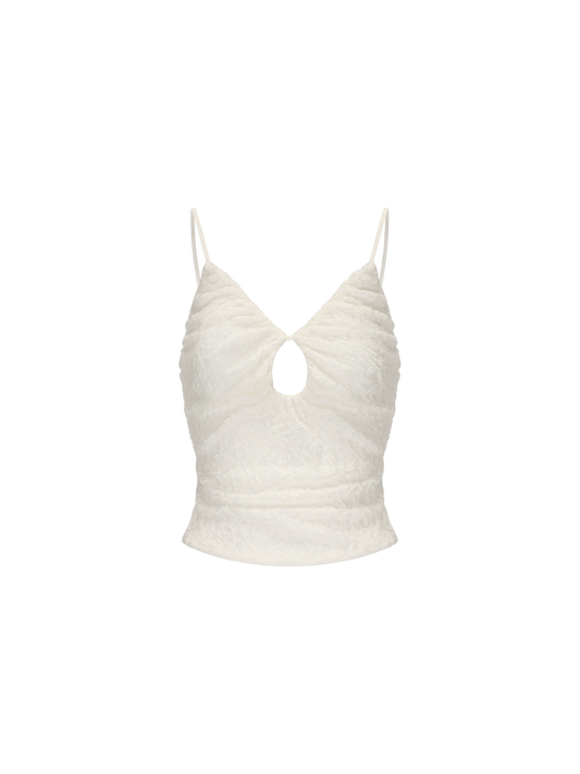 ELYWOOD OFF-WHITE LACE PLEATED CAMISOLE