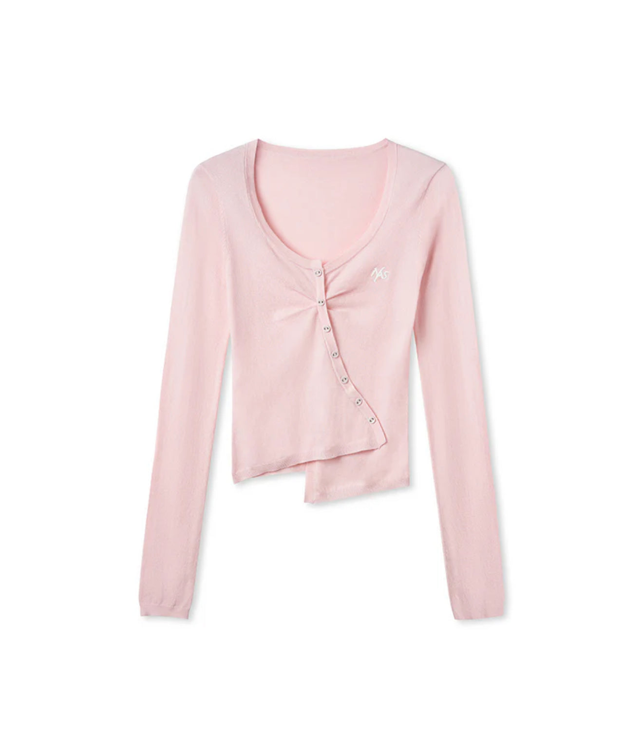 NAWS ROSY PINK BLU ASYMMETRIC FRONT KNIT SWEATER
