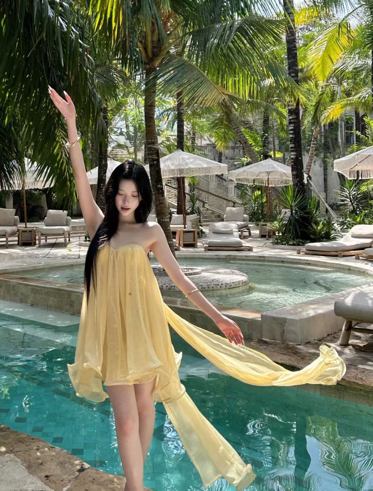 Sheer luck Thiri Chiffon Tube Top Dress
