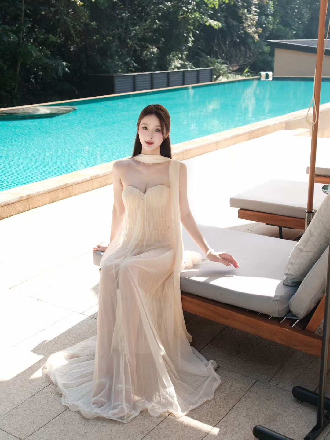 Sheer Luck Thea Strapless Mesh Backless Dress