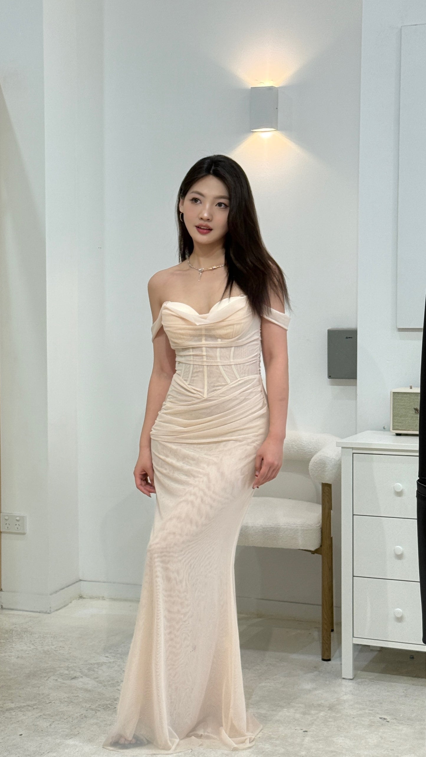 Sheer Luck Ariel One-shoulder Pleated & Gradient-dyed Dress