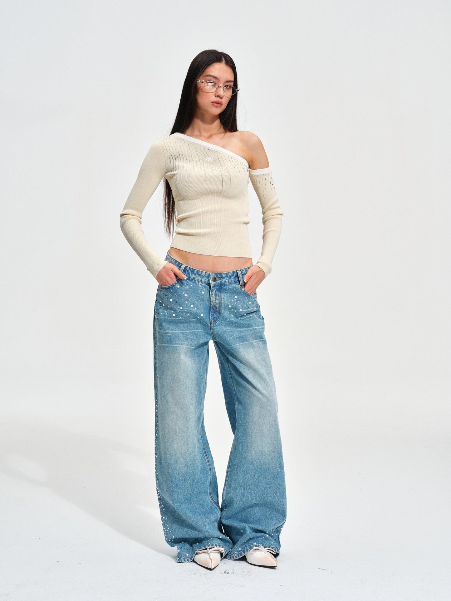 NAWS SEQUIN WIDE-LEG JEANS