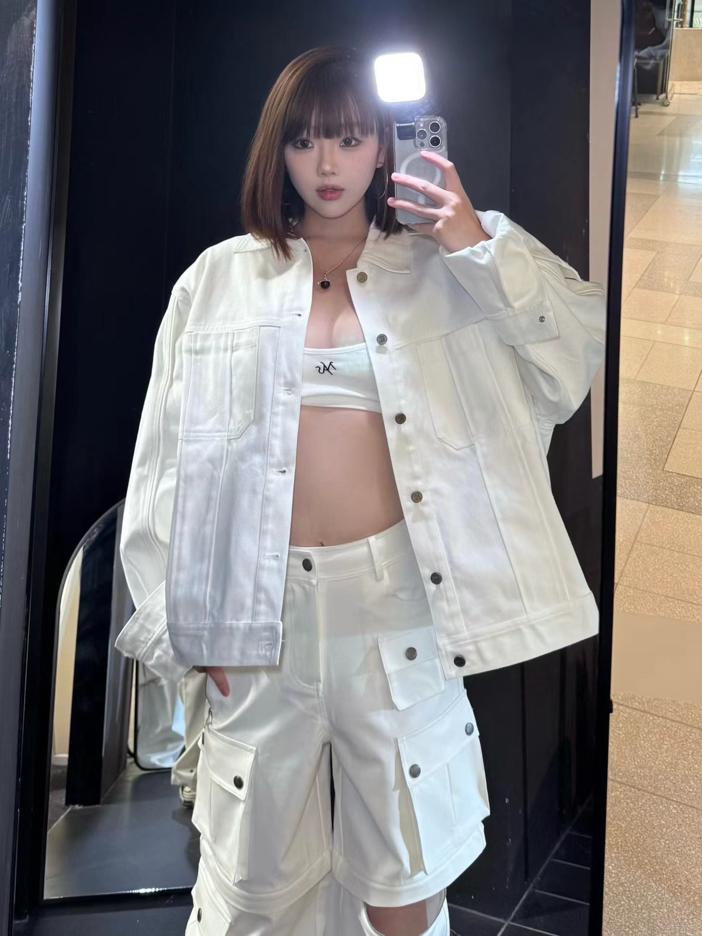 YJ1 OVERSIZED DENIM JACKET IN WHITE