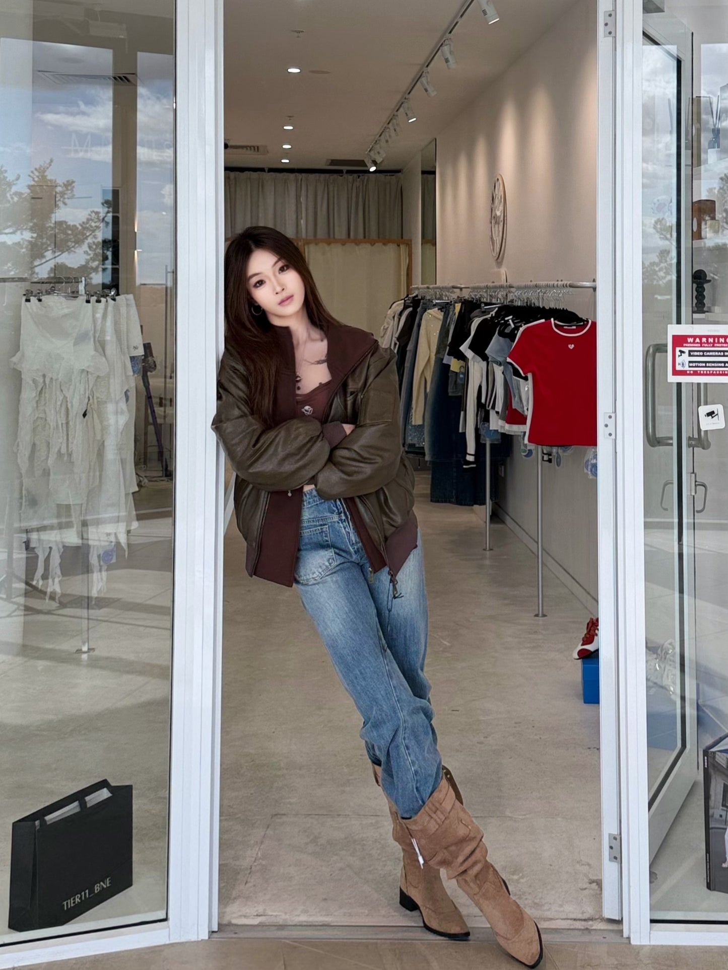 YJ1 WASHED DECONSTRUCTED WIDE-LEG JEANS